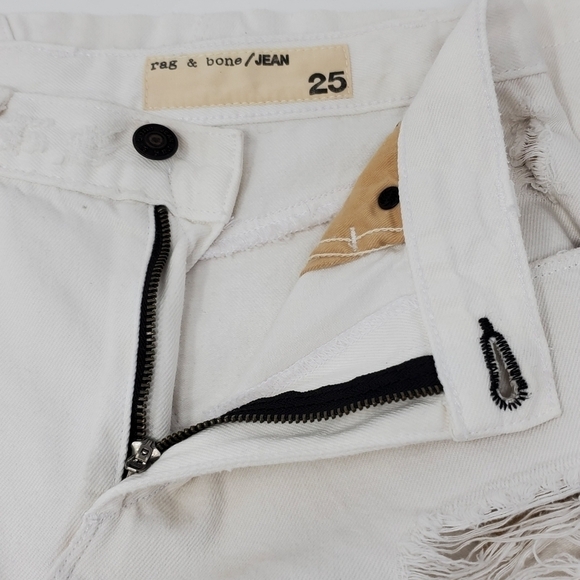 RAG & BONE DISTRESSED DESTROYED SHRED WHITE DENIM SKIRT WOMEN SIZE 25 ROCKER - Picture 11 of 13